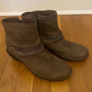 Merrell Womens Luxe Mid Bitter Chocolate Heeled Brown Ankle Boots Size 8 Shoes